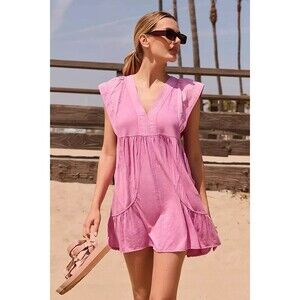 Daily Practice by Anthropologie Short-Sleeve Mini Dress Cotton Solid M-P 272577